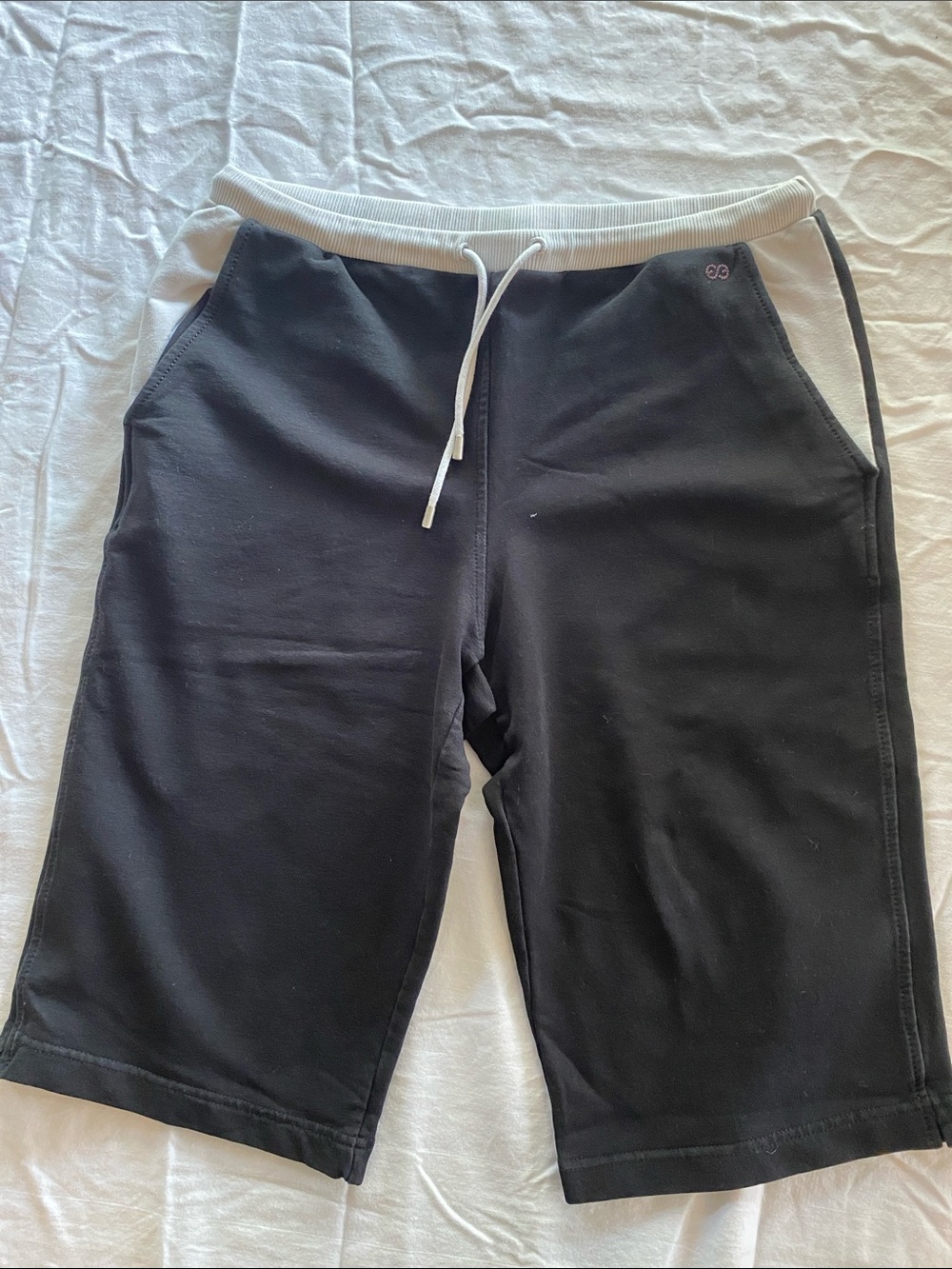 Escada Black and White Drawstring Track Shorts